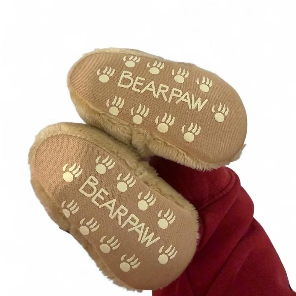 Bearpaw Baby Faux Fur Booties Tan Hook Loop Slippers BNBC42567-ITJ Size 3 6-9M